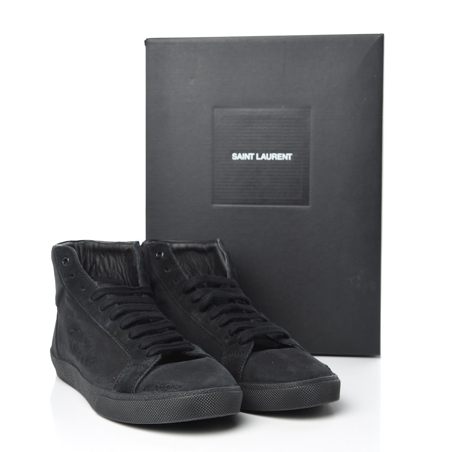 Saint Laurent Distressed Canvas Mens Classic Court High Top Sneakers 43 Black 10 of 10