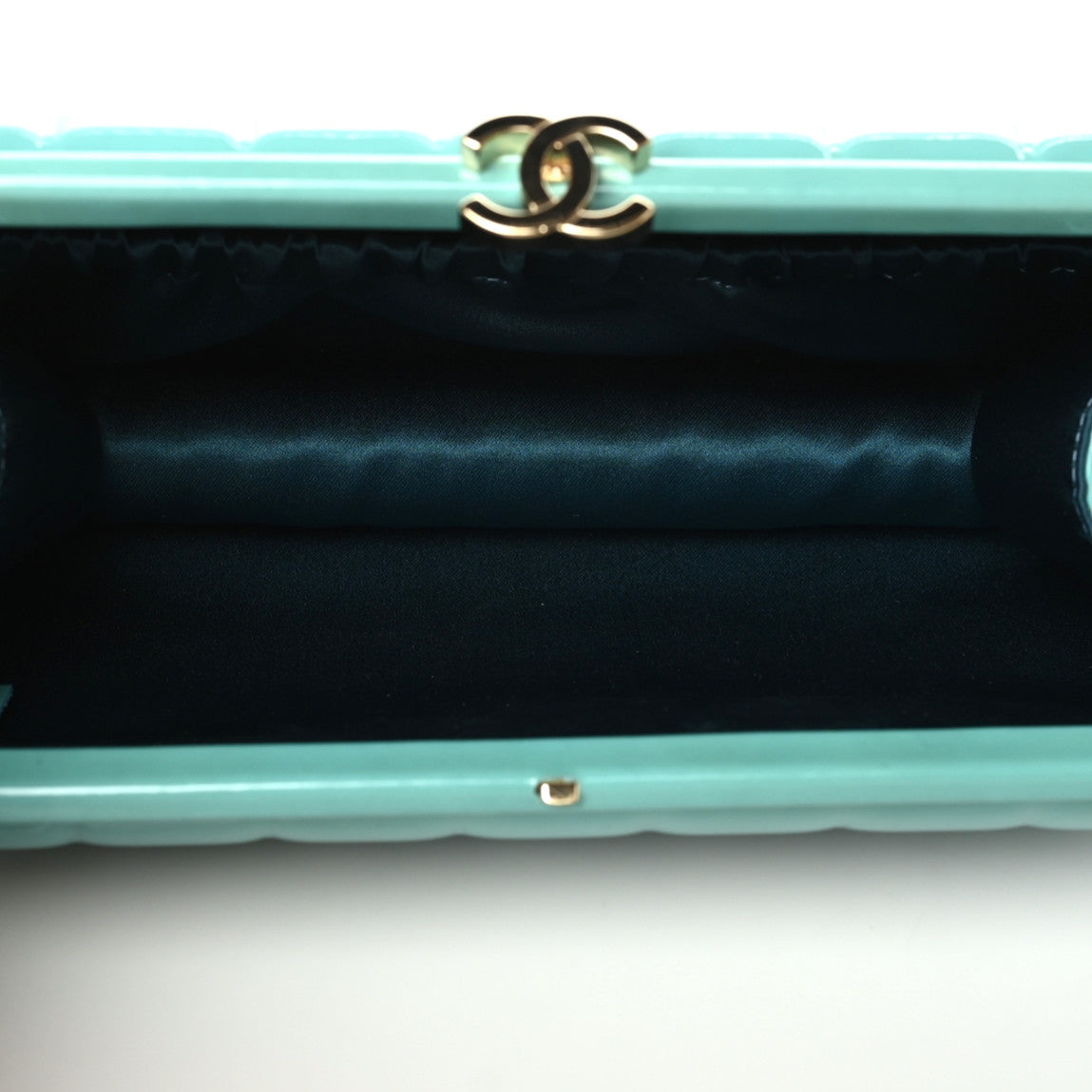 Patent Frame Chocolate Bar Clutch Light Blue