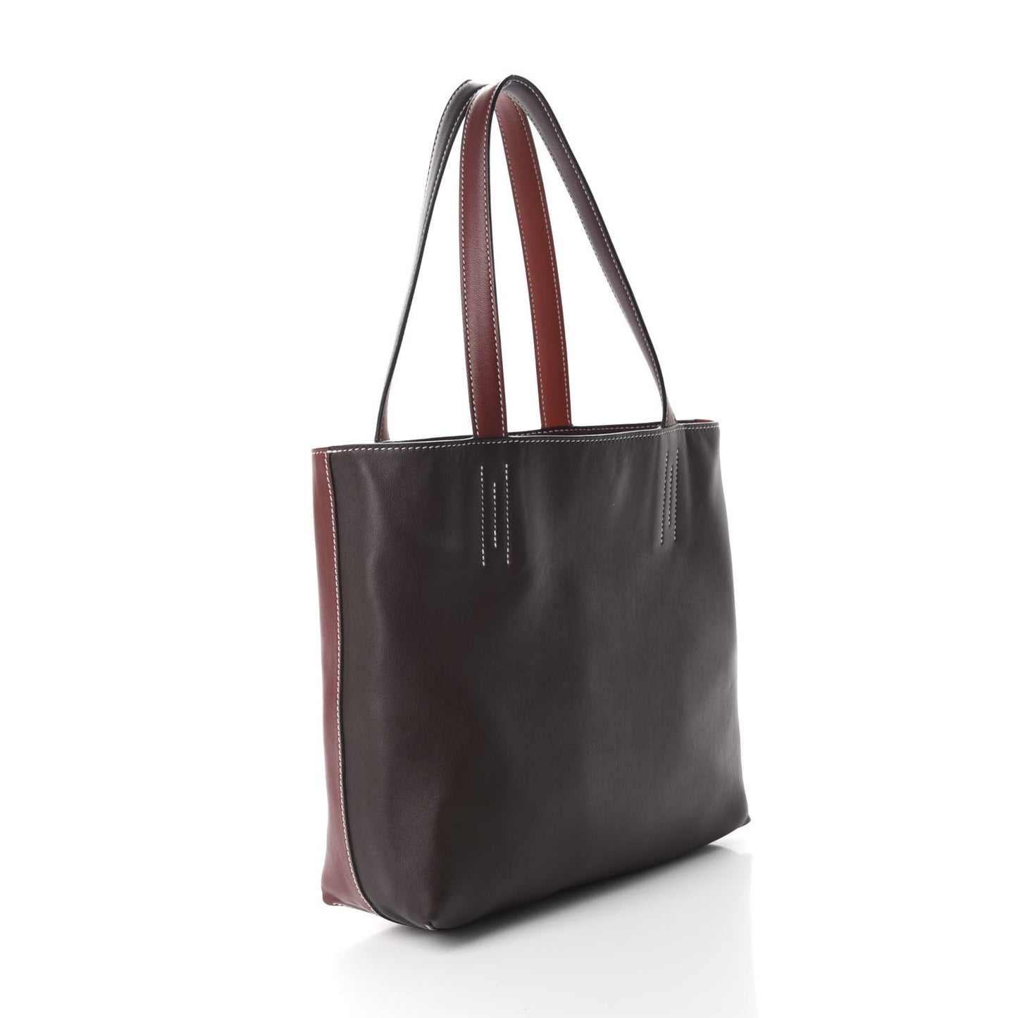 Veau Sikkim Swift Double Sens 30 Reversible Tote Ebene Rouge H Brique Prune