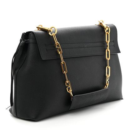 Valentino Garavani Pebbled Calfskin Large VRing Chain Shoulder Bag Black 3 of 8