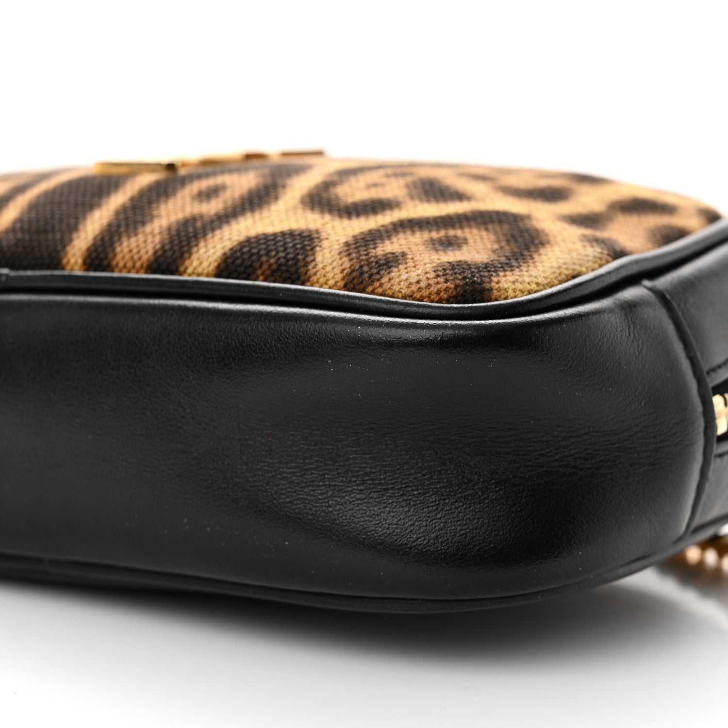 Saint Laurent Canvas Calfskin Leopard Print Monogram Mini Lou Camera Bag Brown 10 of 11