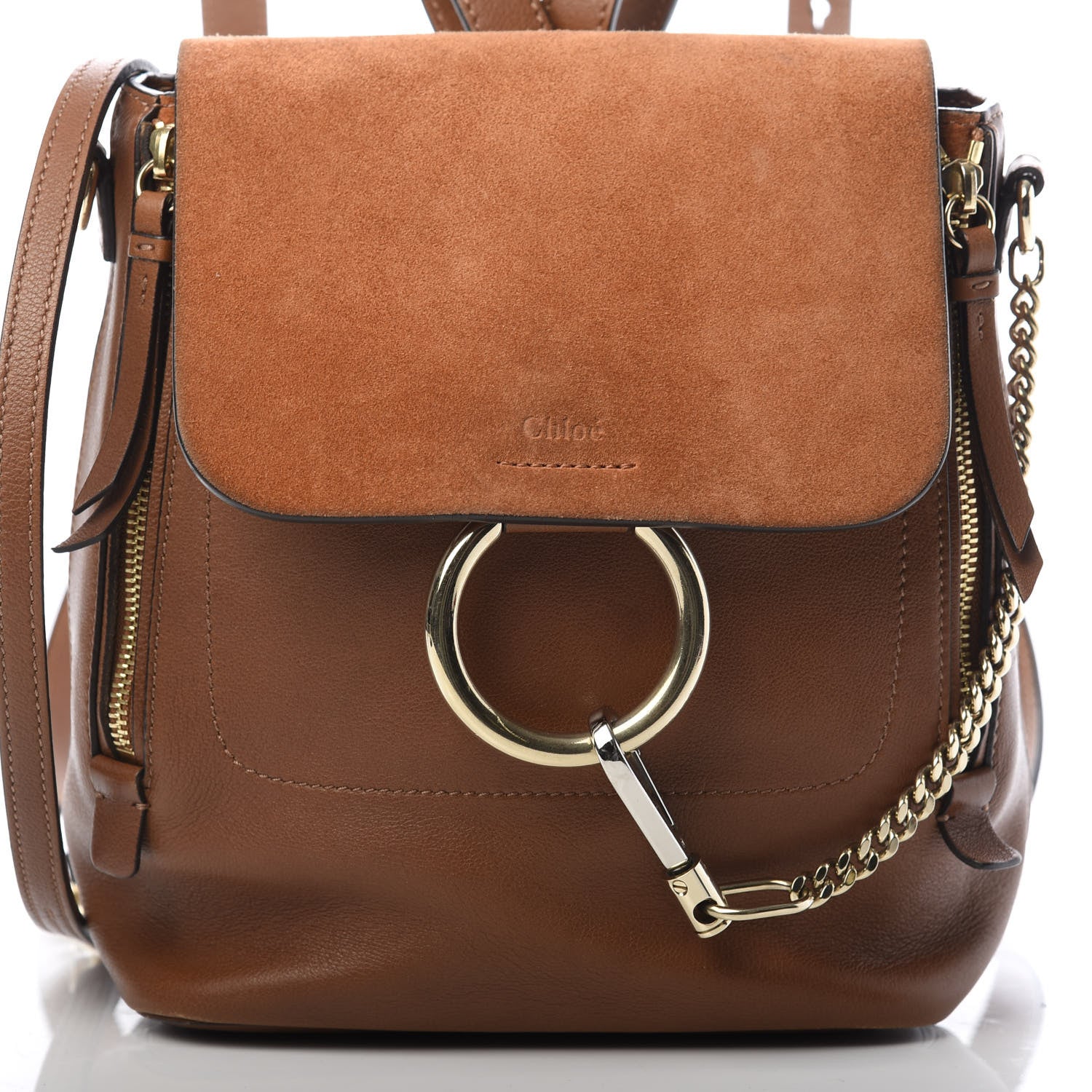 Chloe Suede Calfskin Small Faye Backpack Tan 10 of 10