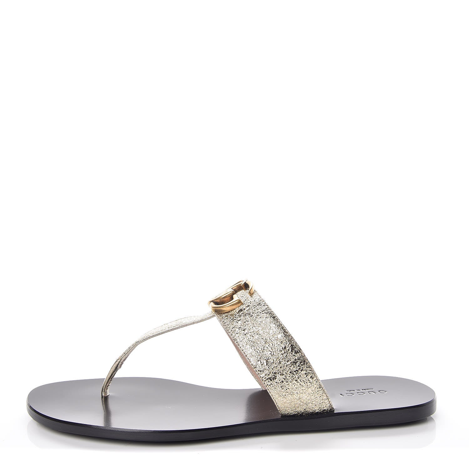 Gucci Nappa Silk Galassia GG Marmont Thong Flat Sandals 38.5 Platino 1 of 9