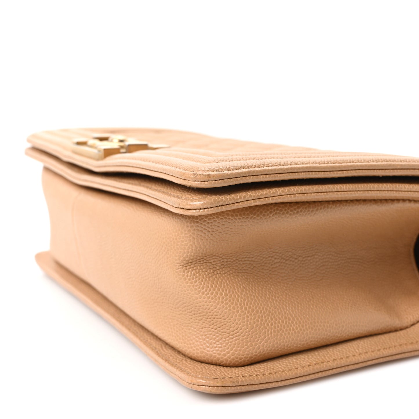 Caviar Quilted Medium Boy Flap Beige