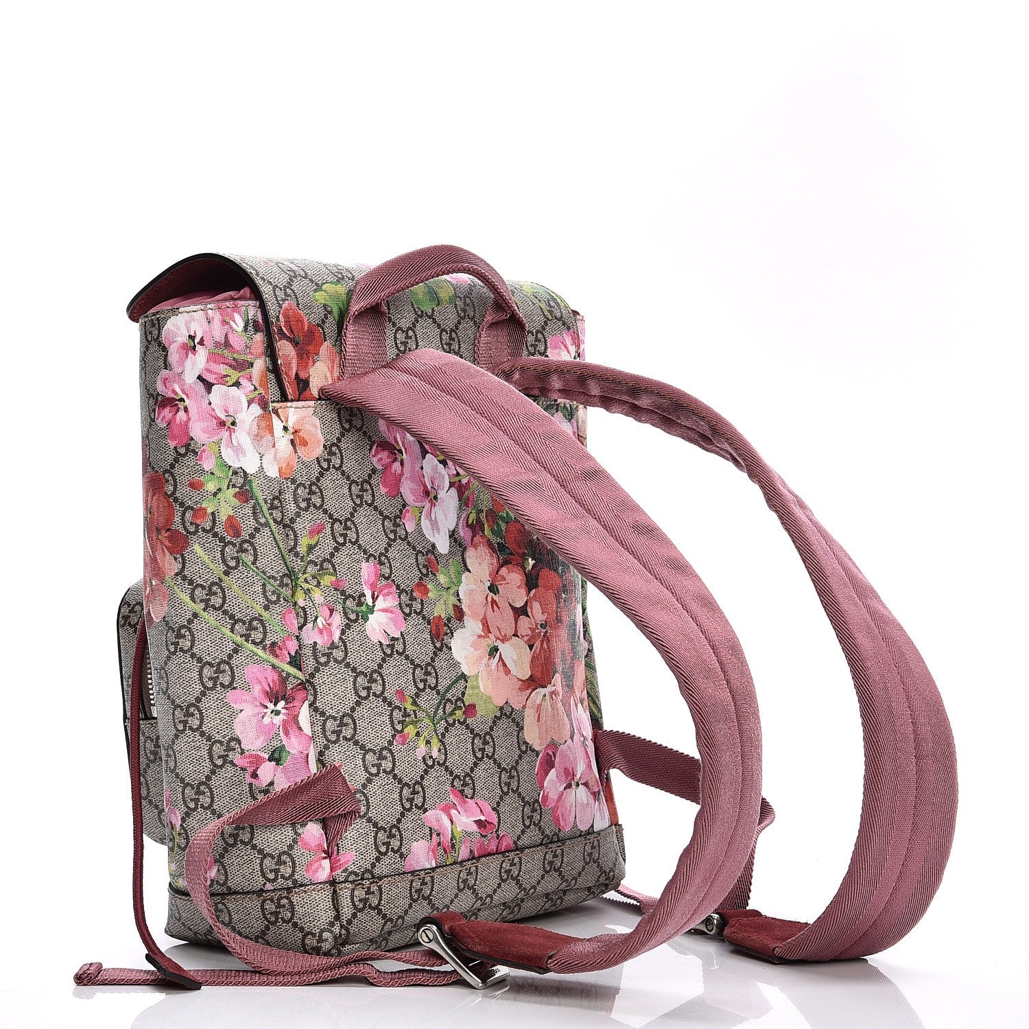 Gucci GG Supreme Monogram Blooms Small Single Buckle Backpack Beige Multicolor Dry Rose 3 of 7