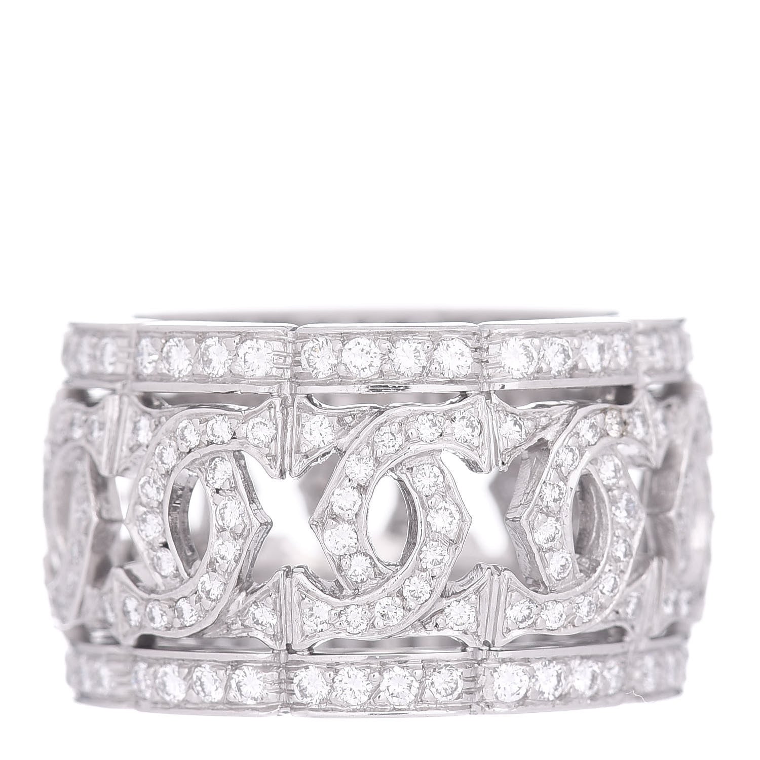 Cartier 18K White Gold Diamond Entrelaces Ring 53 6.25 1 of 5