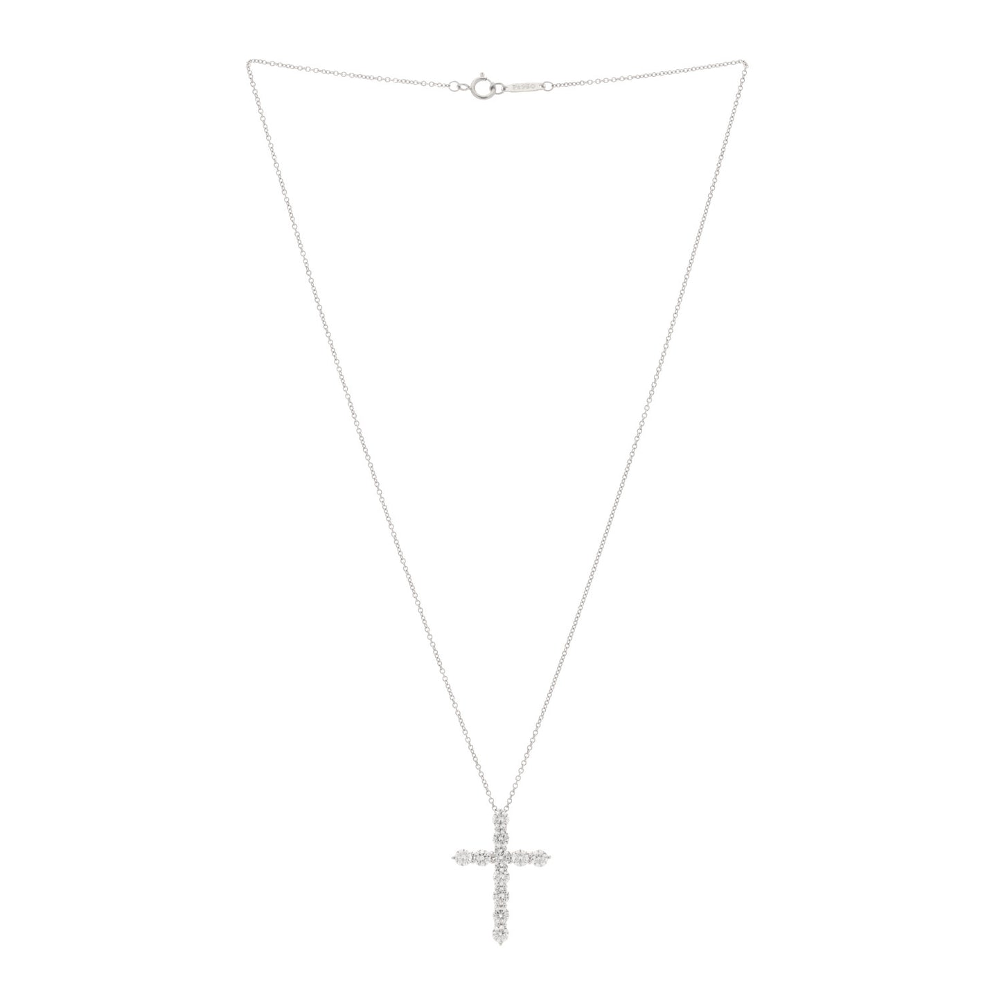 Platinum Diamond Large Cross Pendant Necklace