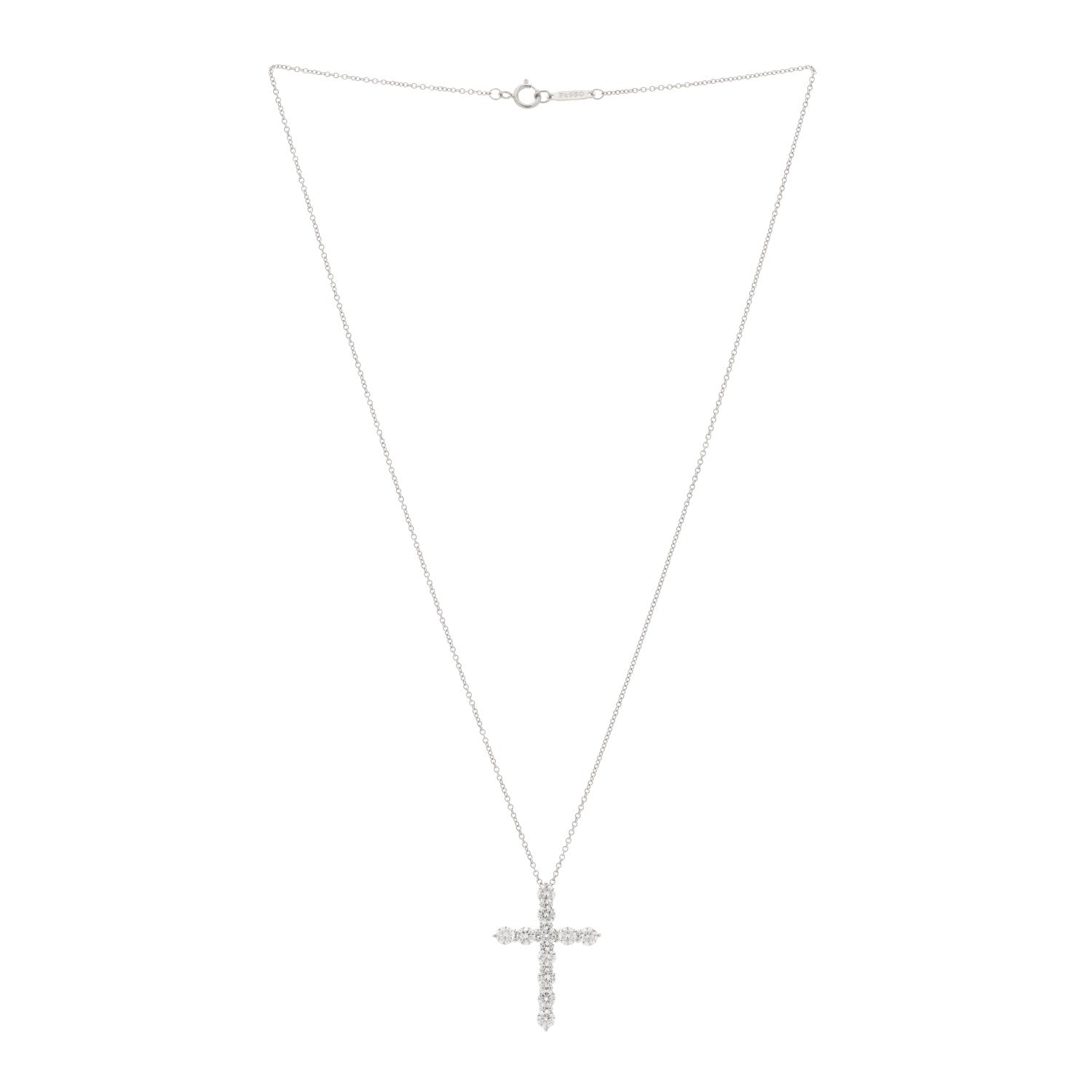Tiffany Platinum Diamond Large Cross Pendant Necklace 3 of 5