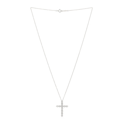 Tiffany Platinum Diamond Large Cross Pendant Necklace 3 of 5