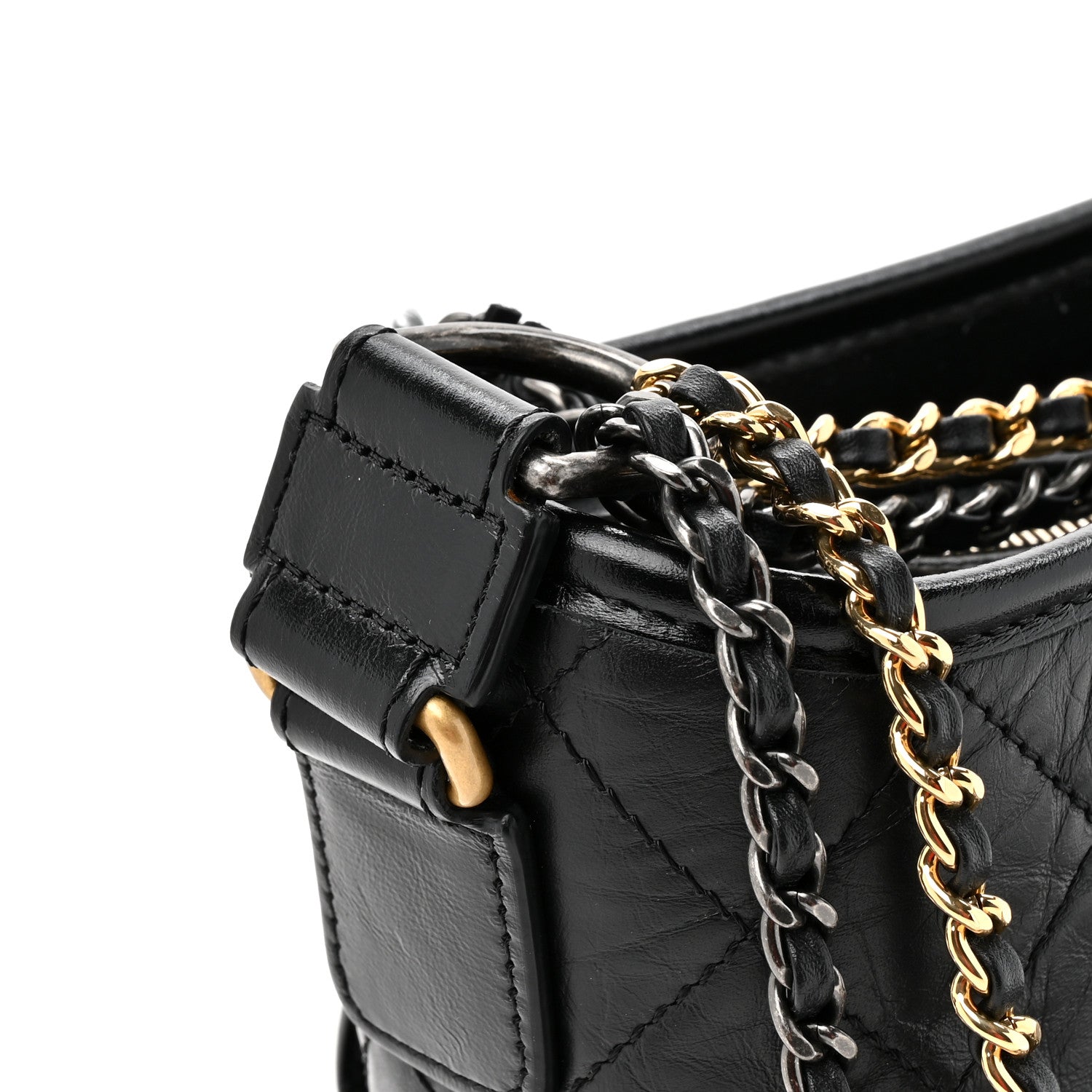 Chanel Aged Calfskin Quilted Small Gabrielle Hobo Black 14 of 14