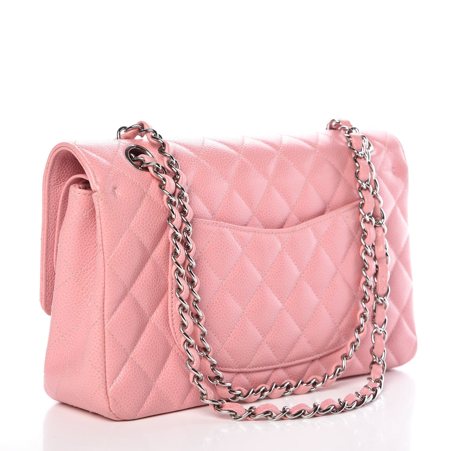 Caviar Quilted Medium Double Flap Pink
