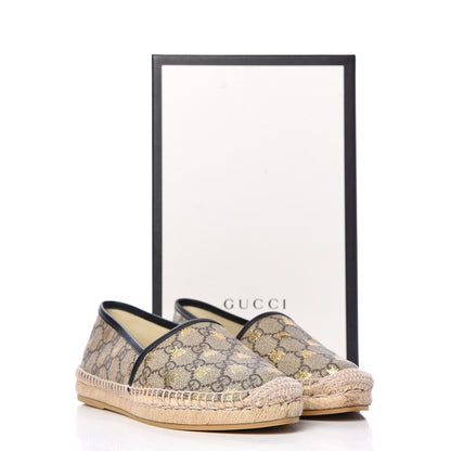 Gucci GG Supreme Monogram Bees Espadrille Flats 37.5 Beige Ebony Oro Black 13 of 13