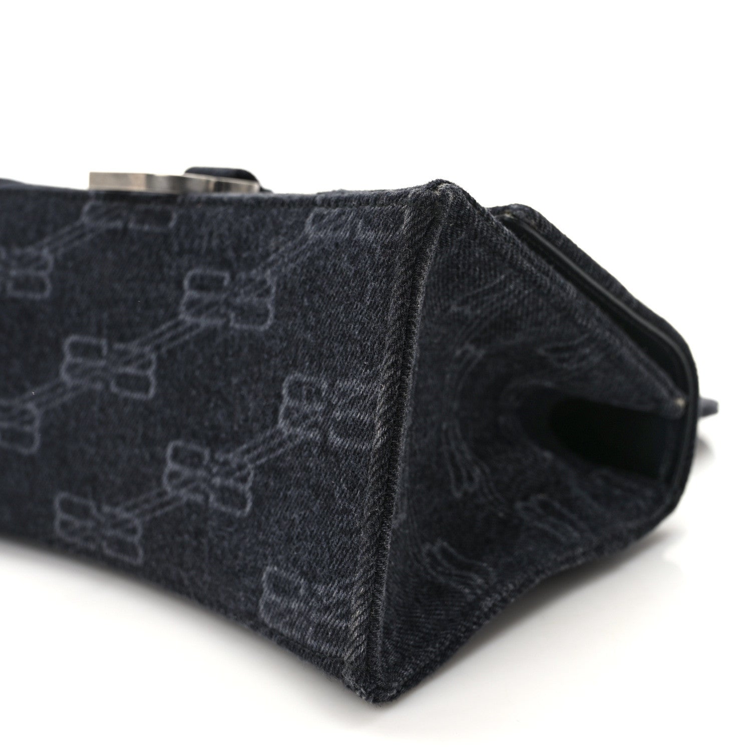 Balenciaga Washed Denim BB Monogram Small Hourglass Top Handle Bag Black 9 of 12