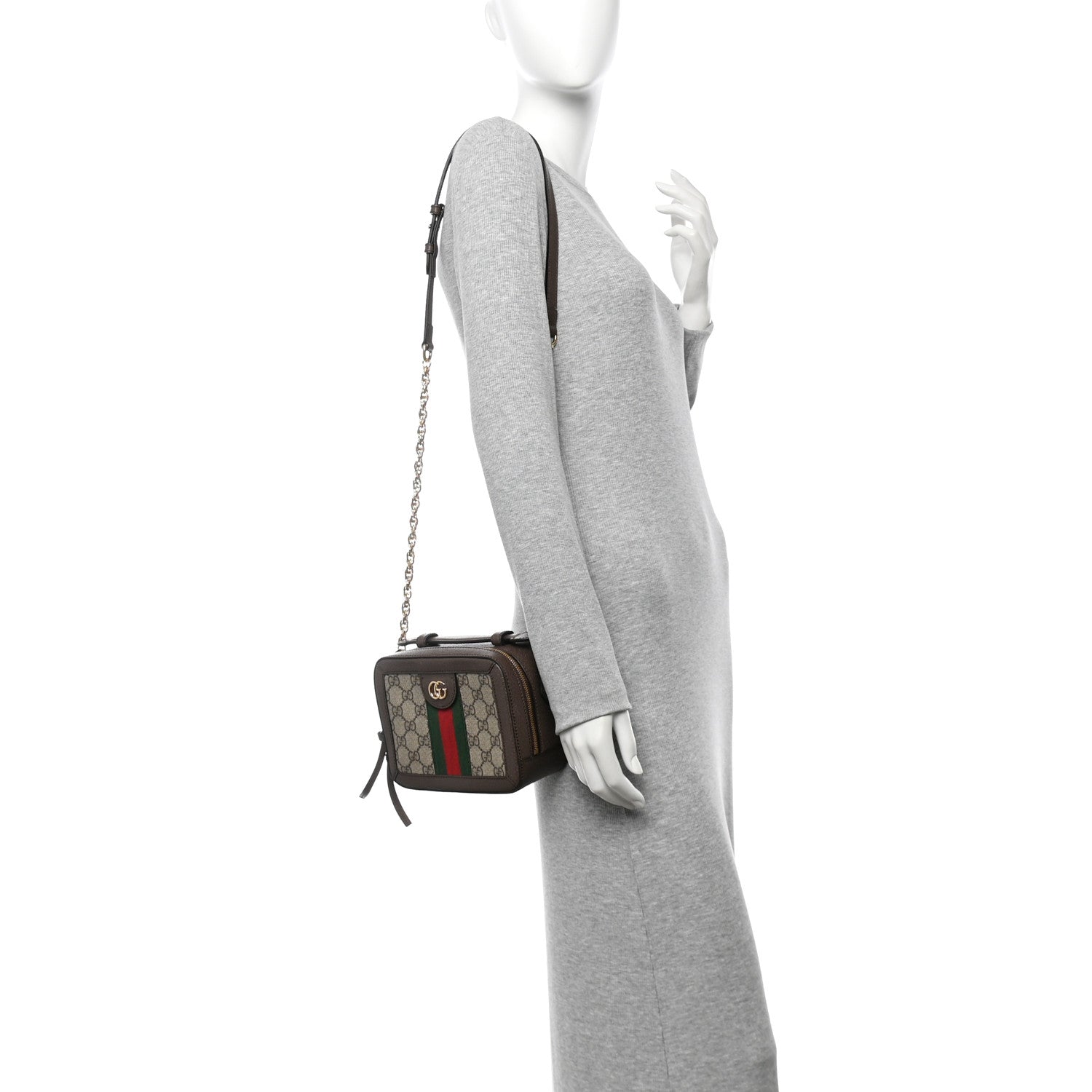 Gucci GG Supreme Monogram Mini Ophidia Top Handle Shoulder Bag Brown 2 of 13