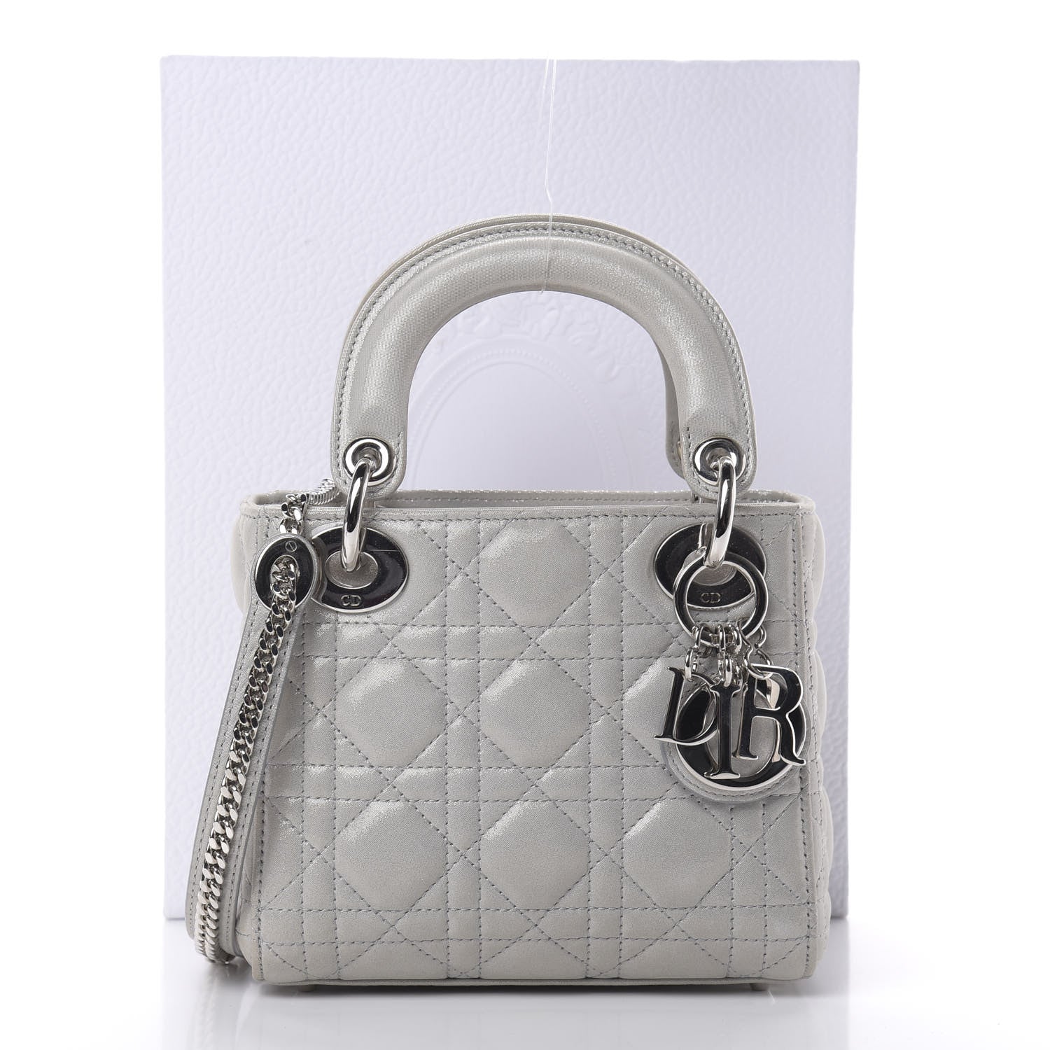 Christian Dior Metallic Lambskin Cannage Mini Lady Dior Silver 13 of 13