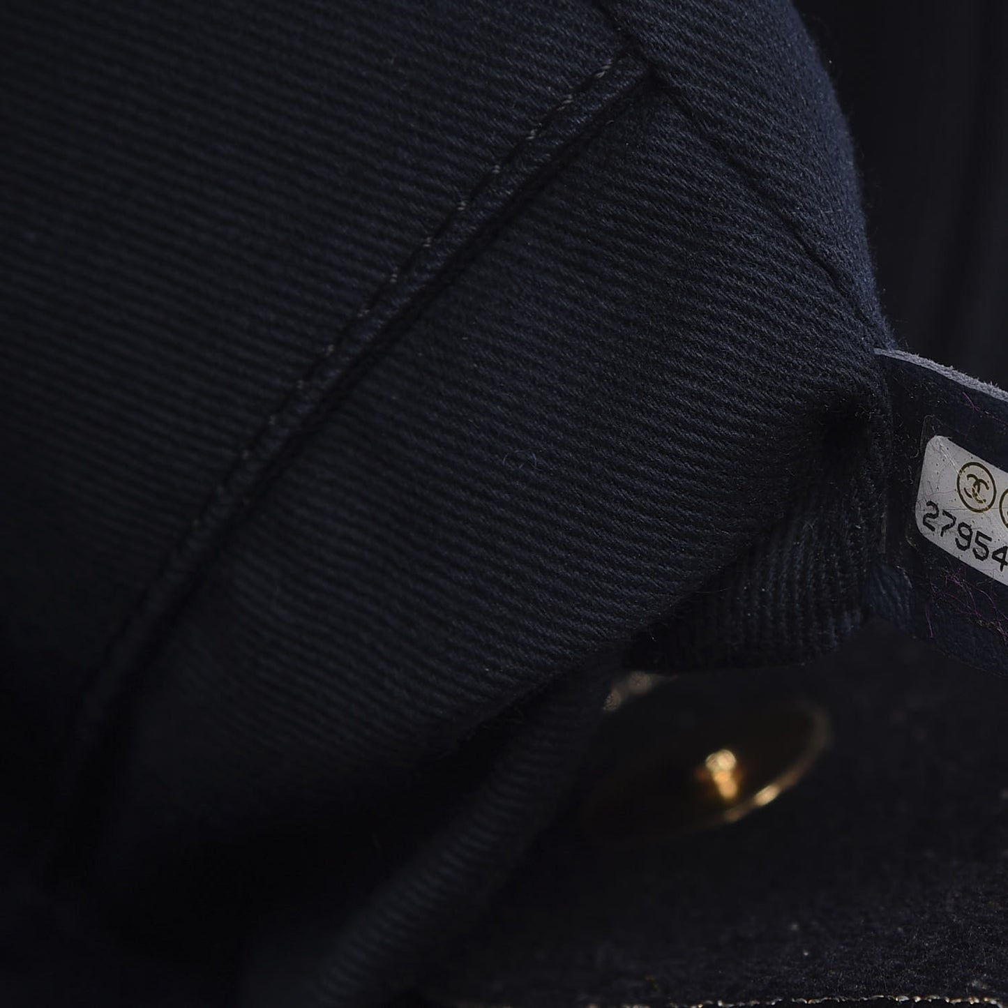 Lurex Canvas Medium Deauville Tote Navy Blue Gold