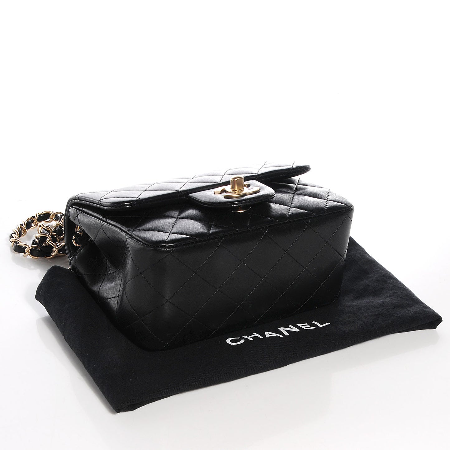 Lambskin Quilted Mini Square Flap Black