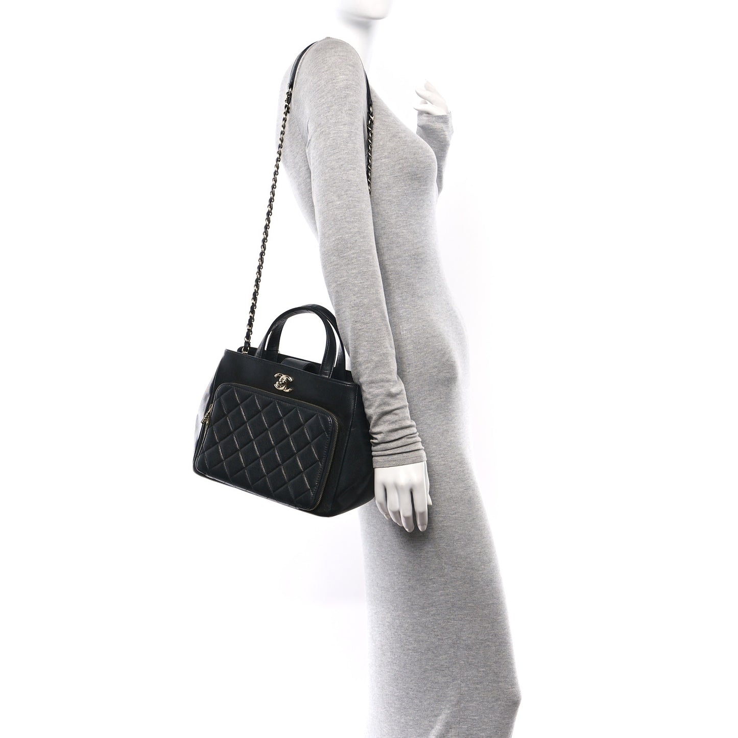 Caviar Quilted Small Business Affinity Shopping Bag Black