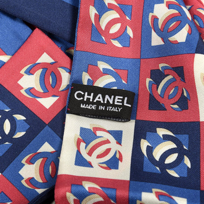 Chanel Silk CC Slim Bandeau Scarf Blue Red White 3 of 3
