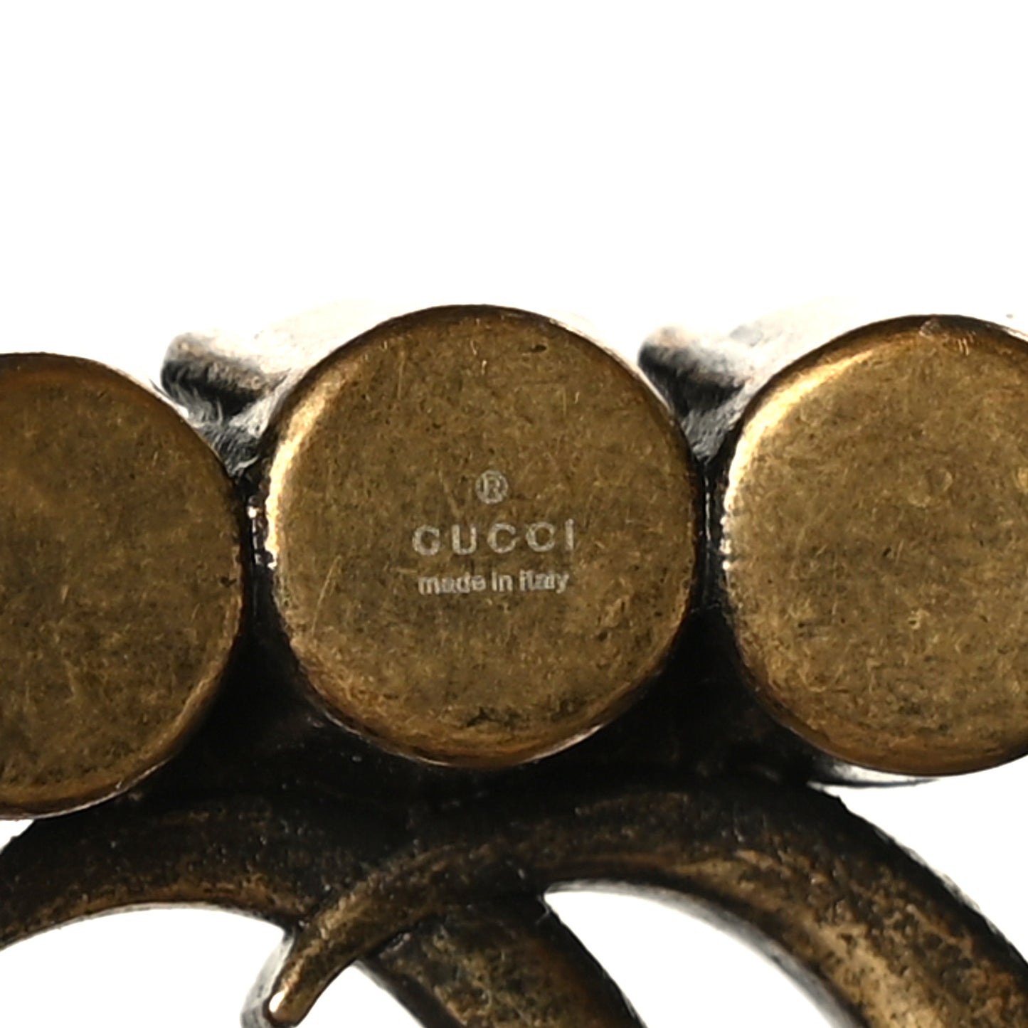 Metal Crystal Double G Brooch Aged Gold
