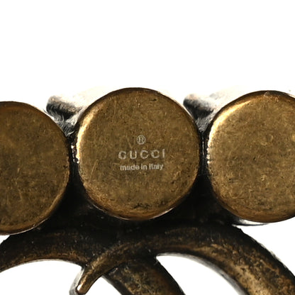 Gucci Metal Crystal Double G Brooch Aged Gold 3 of 3