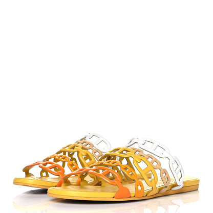 Hermes Nappa Thalassa Sandals 36.5 Jaune Citrone 3 of 9