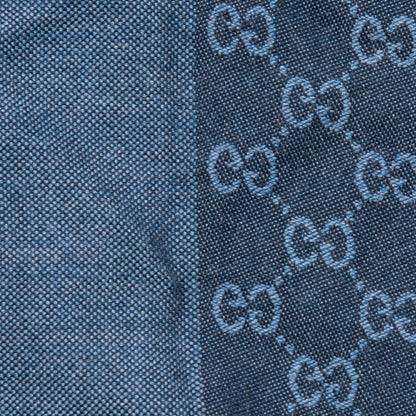Gucci Wool Monogram Fringe Scarf Anthracite Navy Blue 4 of 6