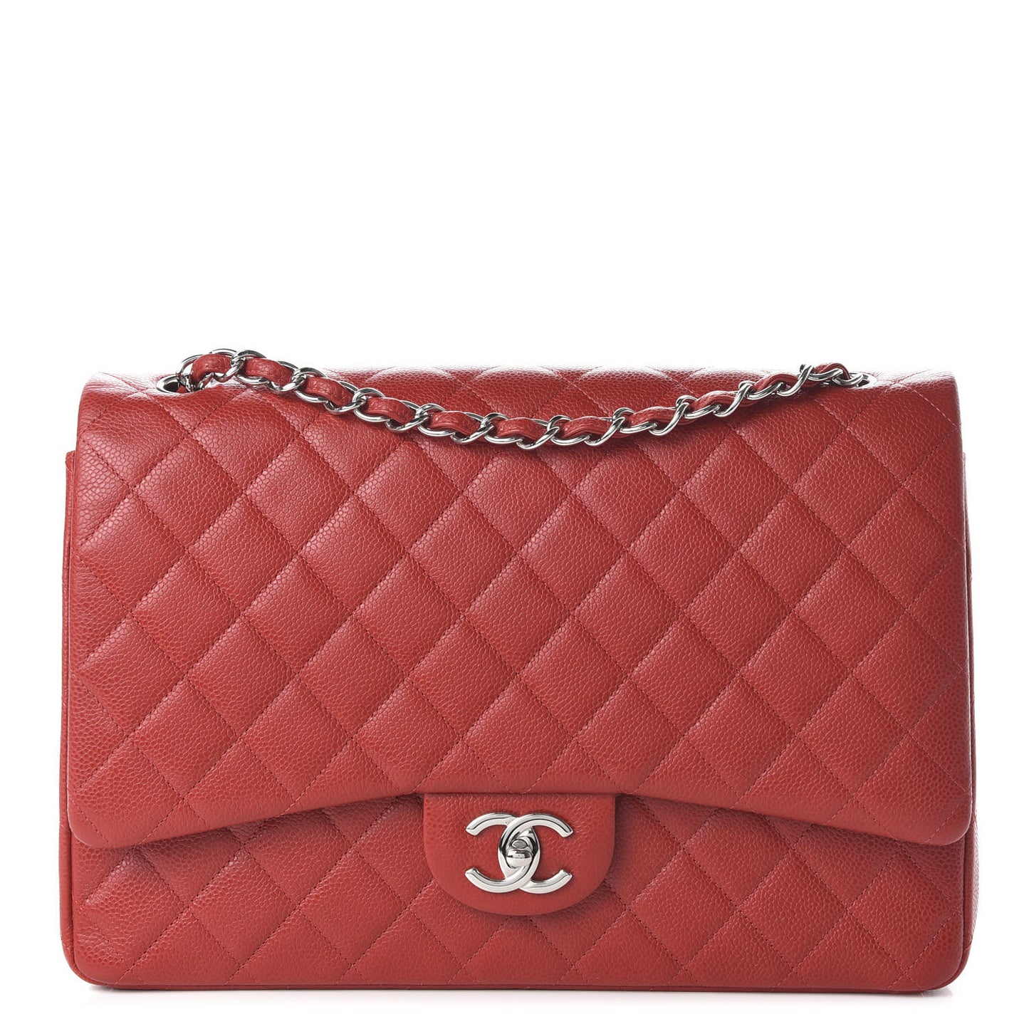 Caviar Quilted Maxi Double Flap Red