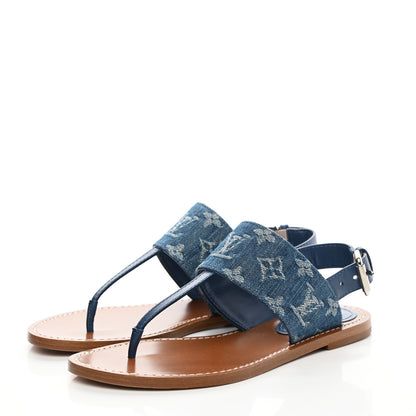 Louis Vuitton Denim Monogram Sandals 36 Blue 3 of 9