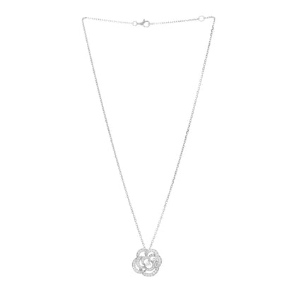 Chanel 18K White Gold Diamond Small Fil De Camelia Pendant Necklace 3 of 5