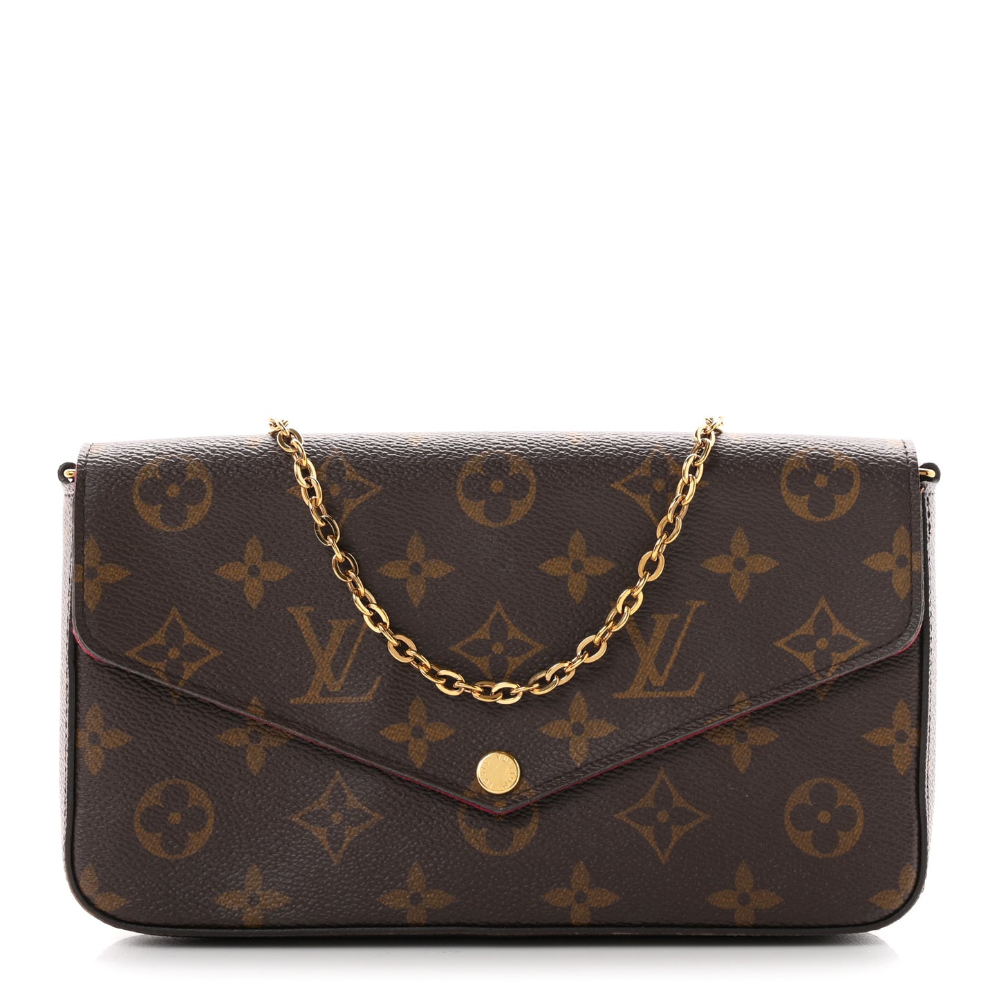 Monogram Pochette Felicie Chain Wallet Fuchsia