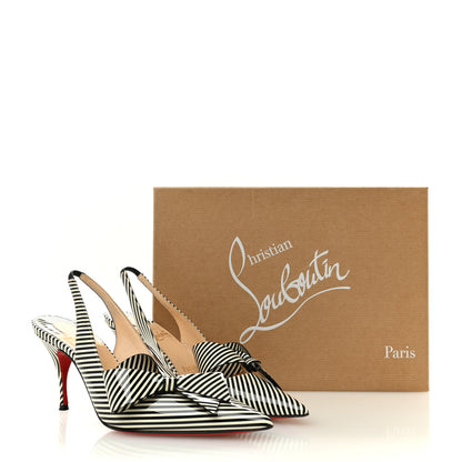 Christian Louboutin Patent Stripes Clare Nodo 80 Pumps 35 Black White 11 of 11