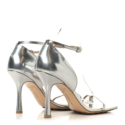 Bottega Veneta Mirror Calfskin Stretch 90mm Sandals 39 Silver 5 of 9