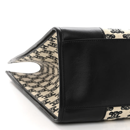 Celine Canvas Calfskin Triomphe Embroidered Horizontal Cabas Black 8 of 10