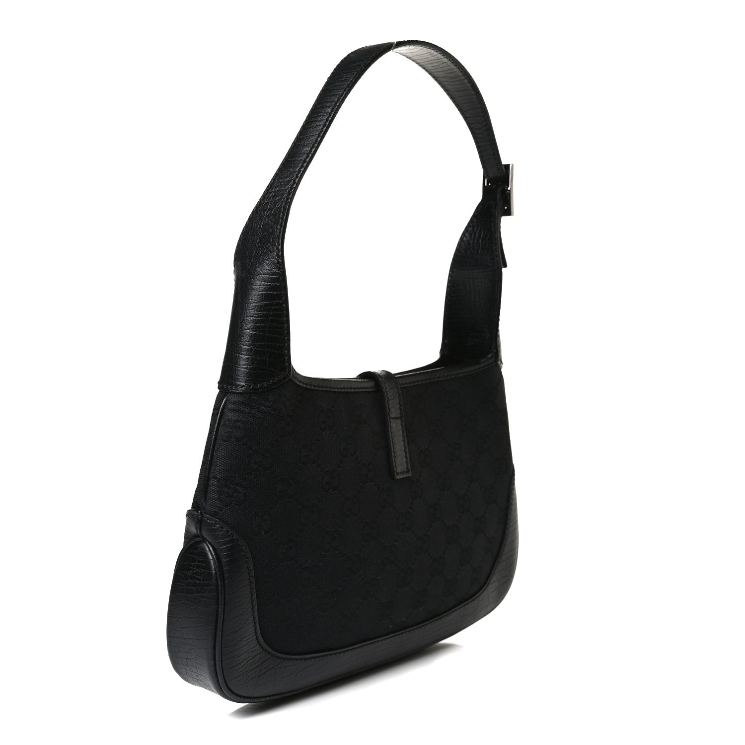 Gucci Denim Monogram Small Jackie O Hobo Black 2 of 17