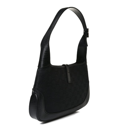 Gucci Denim Monogram Small Jackie O Hobo Black 2 of 17