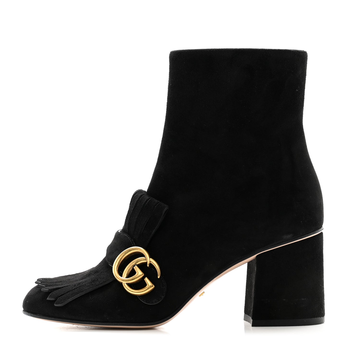 Kid Scamosciato GG Marmont Fringe 75mm Ankle Boots 38 Black