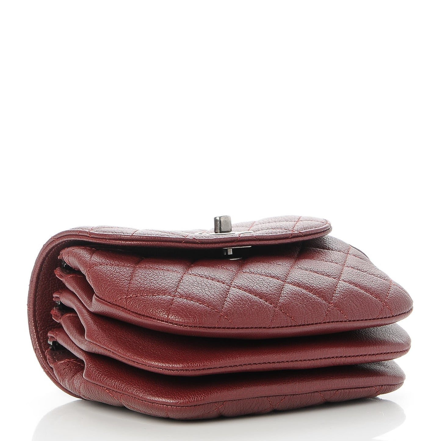 Goatskin Quilted CC Waiter Crossbody Burgundy