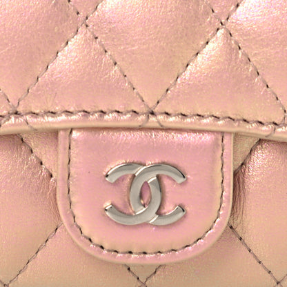 Chanel Iridescent Calfskin Quilted Classic 4 Key Holder Wallet Pink 6 of 10