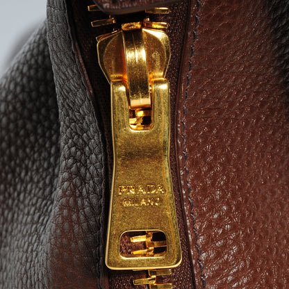 Prada Vitello Daino Zipper Hobo Bruciato 12 of 16