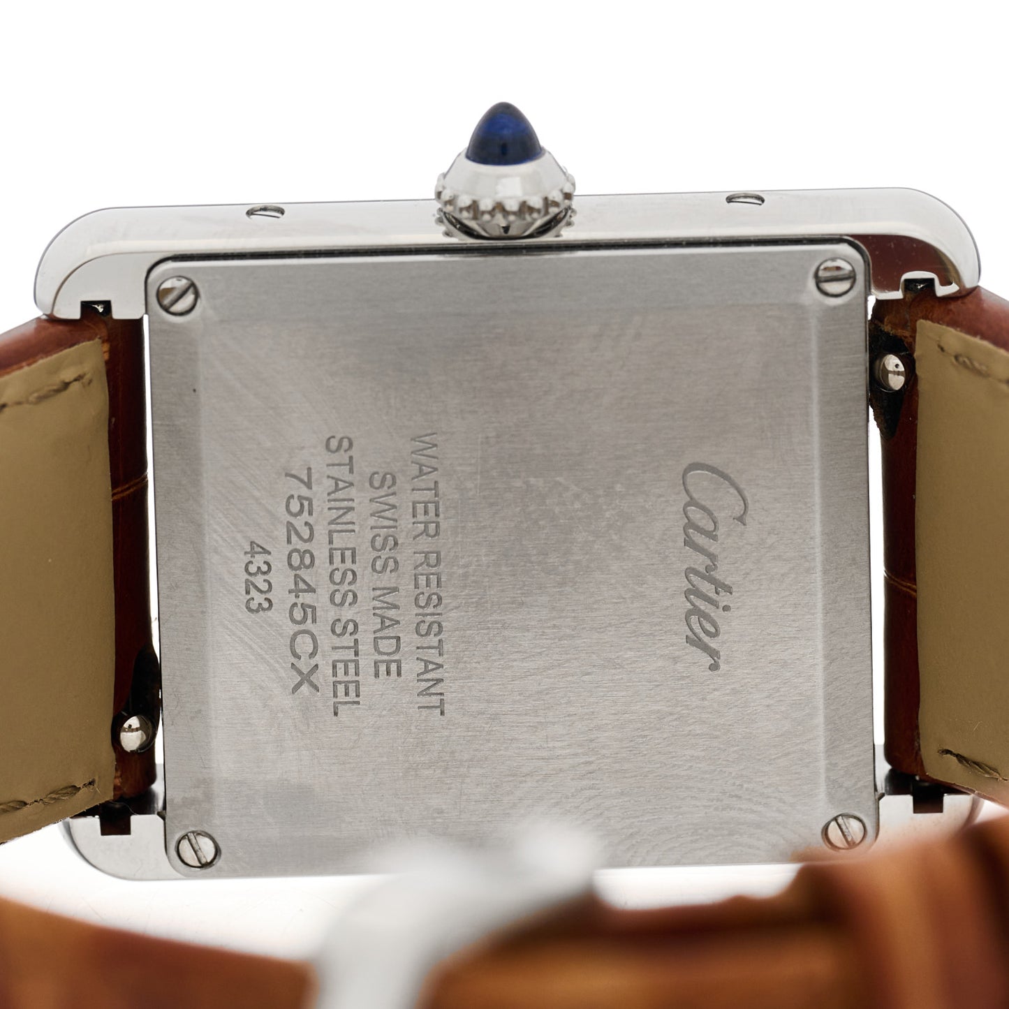 Stainless Steel Alligator 25mm Must de Cartier Tank Quartz Watch Brown