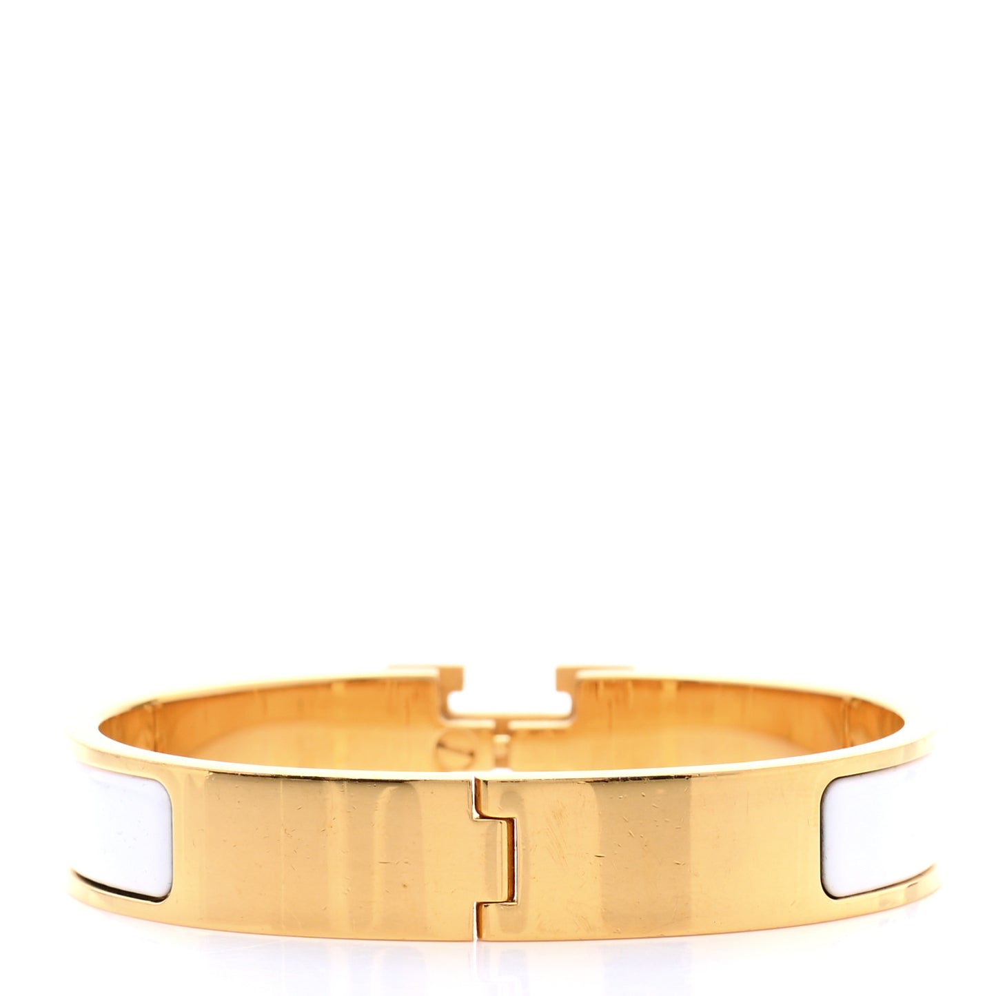 Enamel Narrow Clic Clac H Bracelet PM White