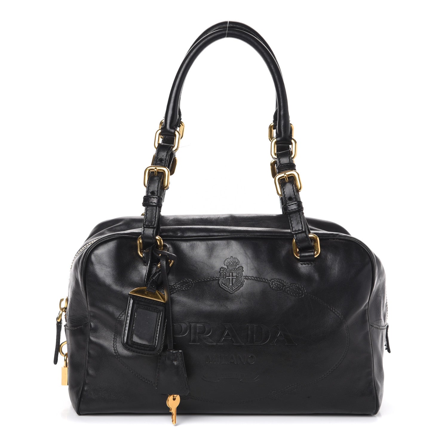 Prada Box Embossed Logo Bowler Black 1 of 9