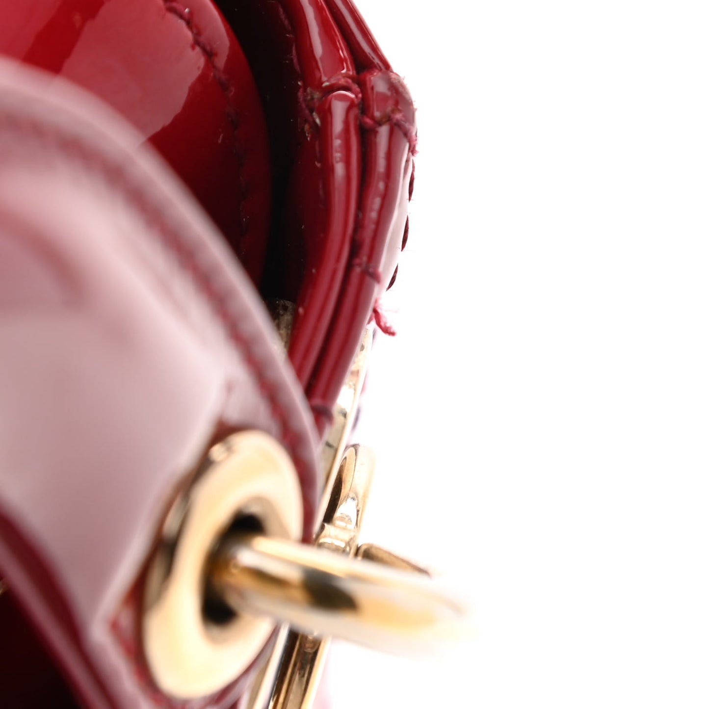 Patent Cannage Mini Lady Dior Red