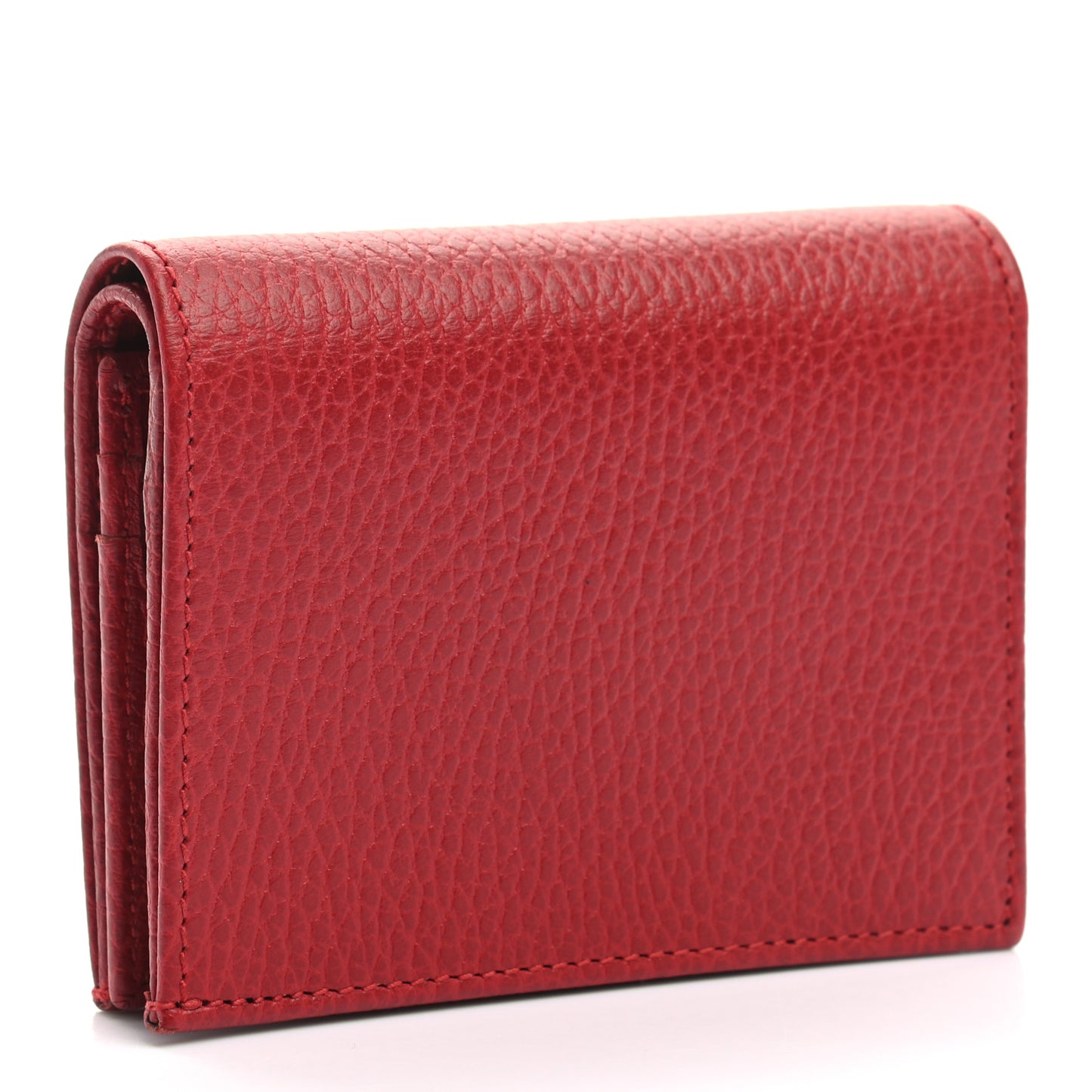 Pebbled Calfskin GG Marmont Card Case Hibiscus Red