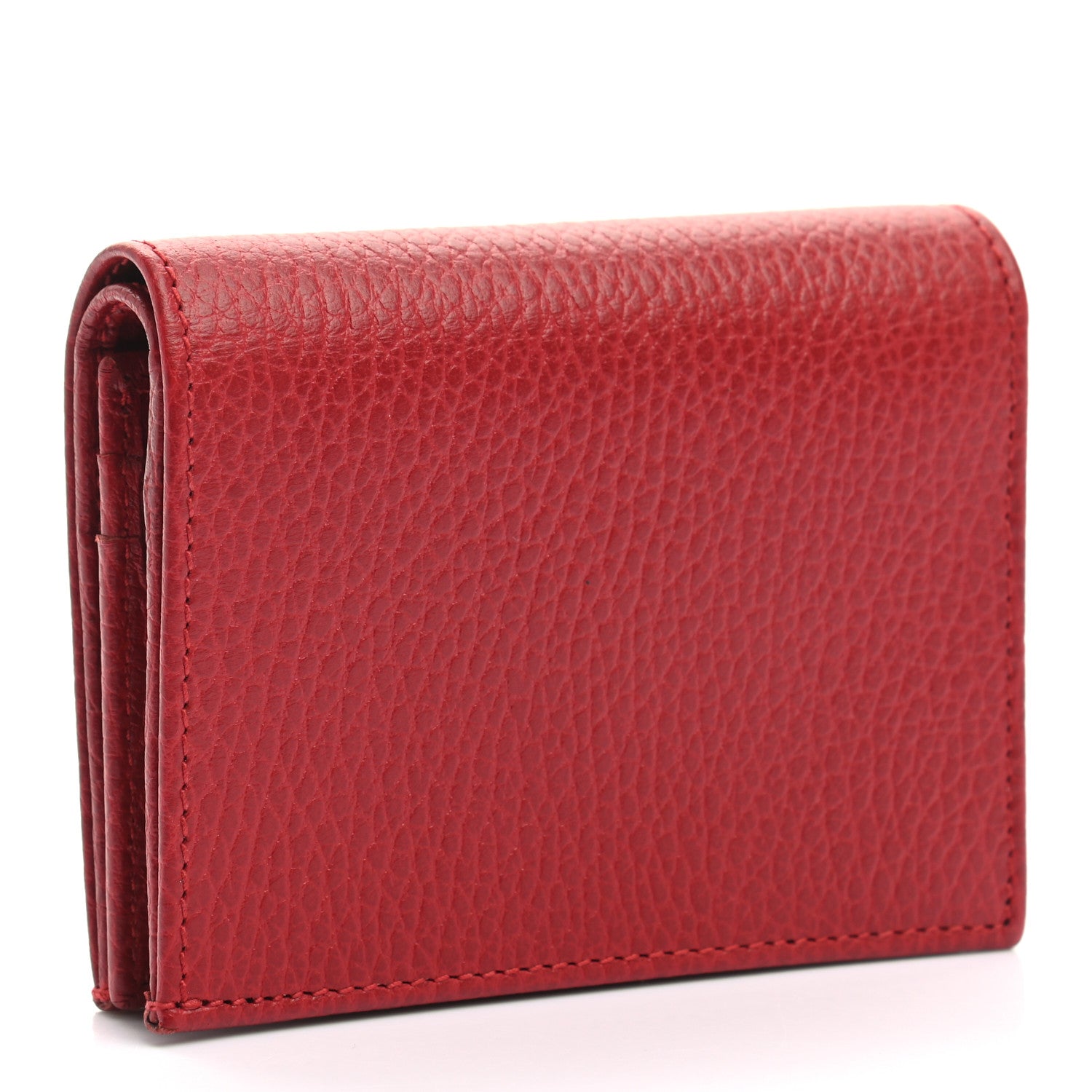Gucci Pebbled Calfskin GG Marmont Card Case Hibiscus Red 3 of 8