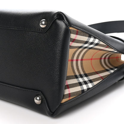 Burberry Derby Calfskin Vintage Check Medium Banner Tote Black 11 of 11