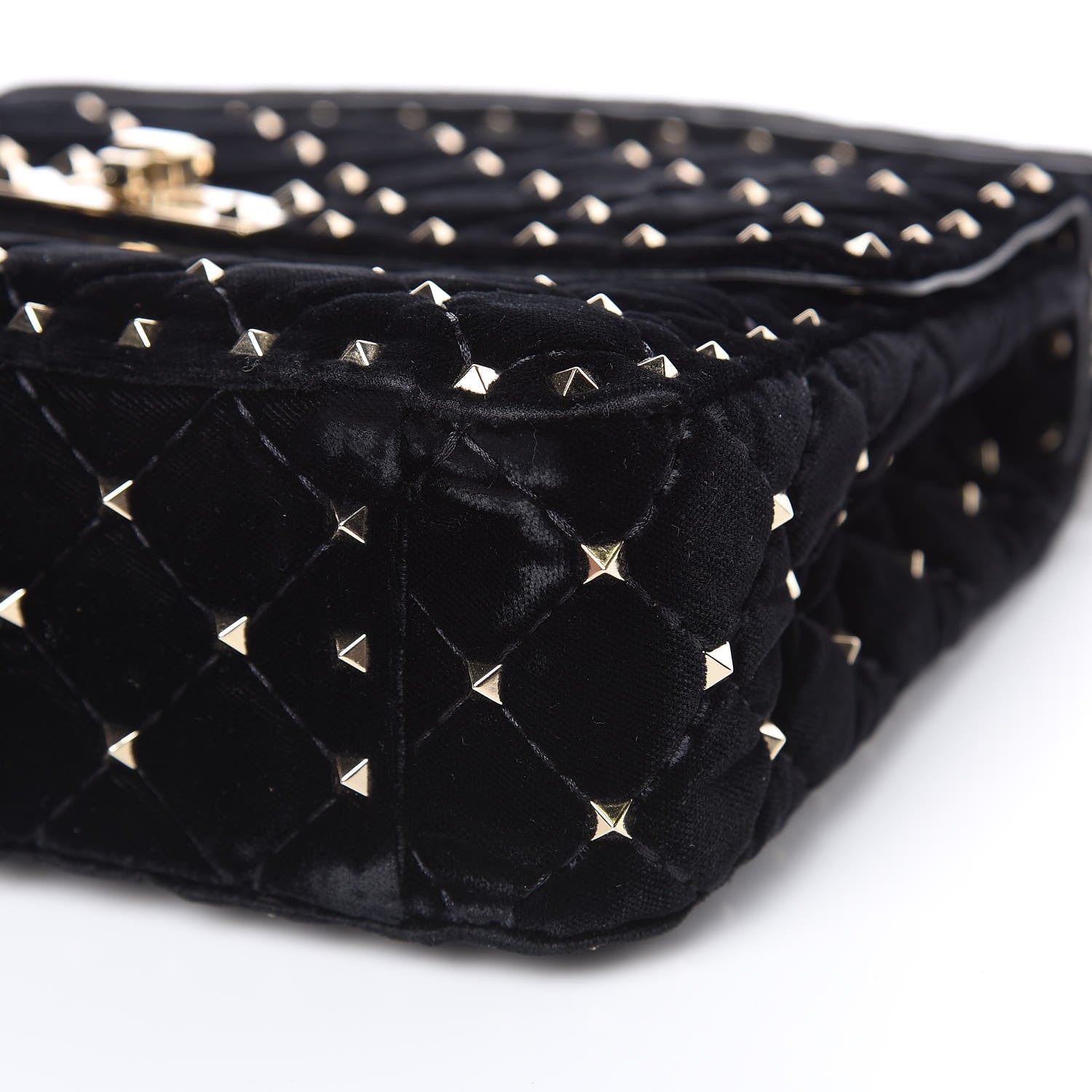 Valentino Garavani Velvet Medium Rockstud Spike Shoulder Bag Black 8 of 10