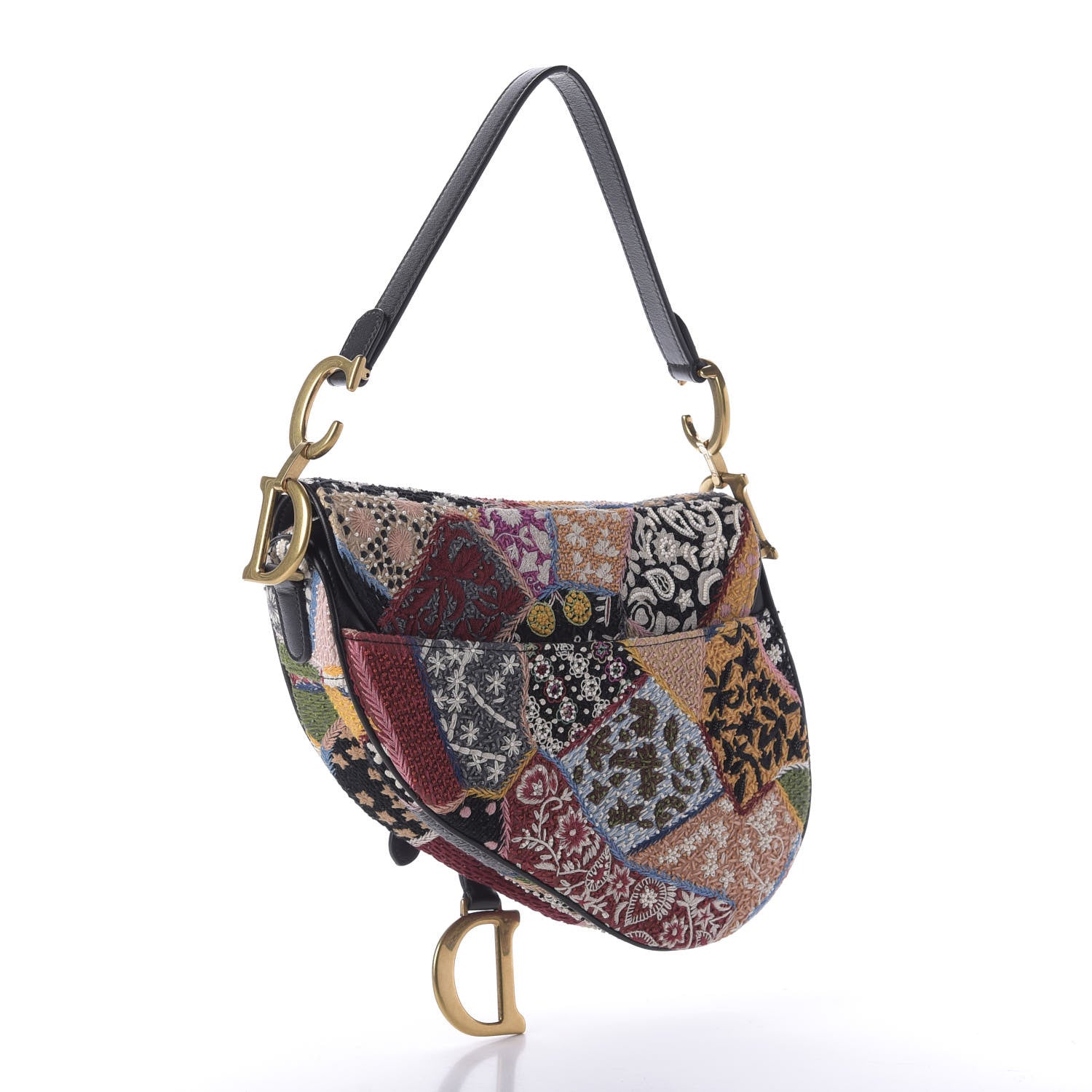 Christian Dior Canvas Embroidered Peace and Love Medium Saddle Bag Multicolor 3 of 9