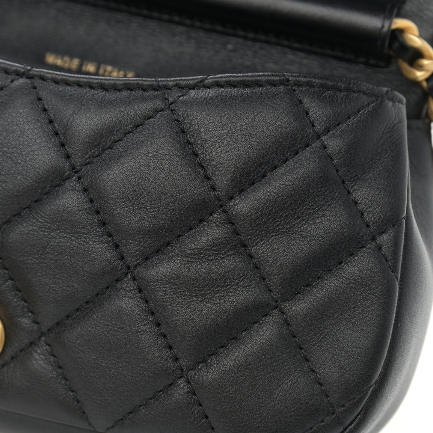 Calfskin Quilted Coco Mail Clutch With Chain Black